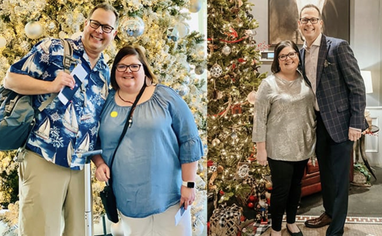 Couple who lost over 60kg together using Noom